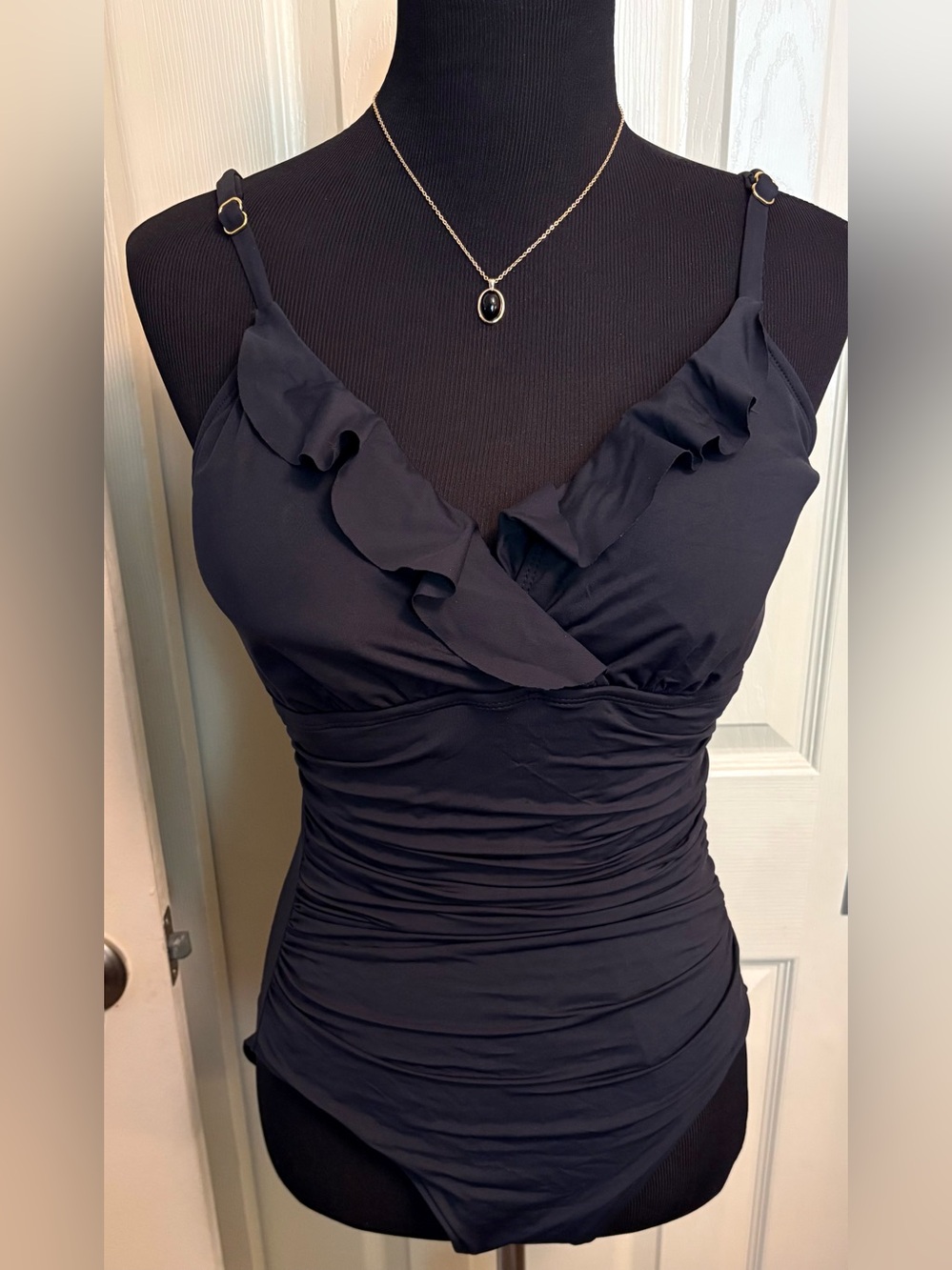 Ralph Lauren Black Swim Suit with Subtle Ruching